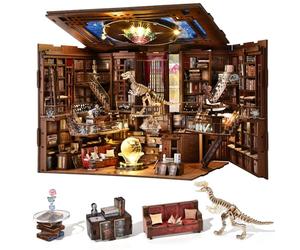 MiniCity Book Nook Kit, DIY Miniature Dollhouse Booknook Kit, 3D Wooden Puzzle Bookend Bookshelf Insert Decor with LED Light for Teenagers and Adults (Beyond Library Max)