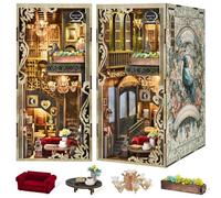 MiniCity DIY 3D Wooden Puzzle Book Nook Bookshelf Insert Decor with LED Light(Saisons Café)