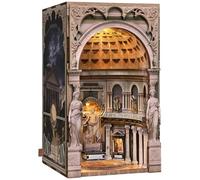 MiniCity DIY Book Nook Kit - 3D Wooden Puzzle Bookshelf Insert with LED Lights & Dust Cover - Miniature House Kit - Stress Relief Hobby & Home Decor Gift for Adults & Teens (Pantheon)