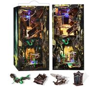 MiniCity Down the Rabbit Hole DIY Book Nook Kit, Bookshelf Insert with LED | 400-piece wood/paper/plastic kit with LED and dust cover; glue/tools included; 8-10 hr project for shelf decor, ages 14+.