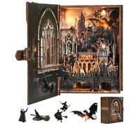MiniCity Magical Flight Book Nook Kit for Adults, 3D Wooden Puzzle Craft | Bookshelf decor for book lovers; dust cover; 4-6hr DIY build; glue & hammer included; gift for adults; ages 14++.