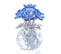 Minicloss Crystal Bouquet Figurines Blue Forget-Me-Not - Glass Flowers Ornaments Gifts for Her - Blue Glass Decor for Wife, Girlfriend - Home, Office & Tabletop Decor