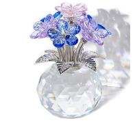 Minicloss Crystal Forget-Me-Not Bouquet Figurines - Glass Flowers Ornaments Gifts for Her - Colorful Glass Decor for Wife, Girlfriend - Home, Office & Tabletop Decor