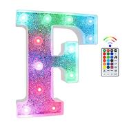 Minicloss Light Up Letters, Lights Sign 18 Color Changing 26 Alphabet Glitter Shiny Letter Lights Gifts for Girls Women Birthday Christmas Party Wedding Decoration (F)