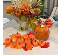 Minicoco 12Pcs Artificial Pumpkins, Halloween Pumpkin Decoration Autumn Decoration Set Mini Foam Pumpkins for Halloween Home Party Decor, Orange