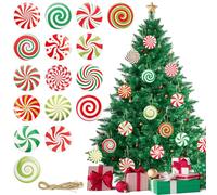 Minicoco 16Pcs Christmas Candy Ornaments, Acrylic Hanging Peppermint Candy Christmas Ornaments Candy Tree Decor Porch for Xmas Tree Sweets Candy Pendant Xmas Decor