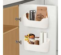 Minicoco 2 Pcs Kitchen Storage & Organisation Box Wall Mounted Storage Multipurpose Cabinet Door Organiser for Cabinet/Bathroom Cabinet/Study Cabinet (White)