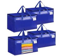 Minicoco 2 Pcs Large Laundry Storage Bags with Zips and Tag Pocket 90L Heavy Duty Vacuum Storage bags for Moving, Clothes Storage, Travelling, Camping, Garden Tools, Extra Large (Blue, 4Pcs)