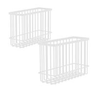 Minicoco 2 Pieces Kitchen Cabinet Door Storage Boxes, Self-Adhesive Metal Organizer, Wall Mounted Storage Boxes for Cabinet, Bathroom, Fridge (Medium-Large-White)