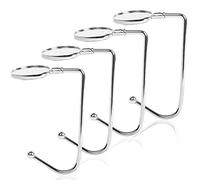 Minicoco 4 PCS Christmas Stocking Holder, Metal Christmas Stocking Hanger for Fireplace, Non-Slip Xmas Hooks Hangers for Christmas Party Hanging Decoration