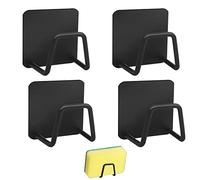 Minicoco 4PCS Sponge Holder, Stainless Steel Dish Sponge Holder, Rustproof Sink Caddy Sponge Rack for Kitchen Sink, Matte Black