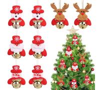 Minicoco 8Pcs Christmas Jingle Bells-Cute Santa Snowman Reindeer Bear with Bells for Xmas for Festival Home Party Xmas Tree Decoration Christmas Wrapping, Ornaments & Festive DIY