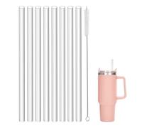 Minicoco 8Pcs Replacement Cup Straw and Straw Brush Drinking Replacement Straws for Cups 40oz Tumbler Clear Straws,Compatible with Stanley Cup Quencher Hydro Flask Water Bottle Adventure Travel