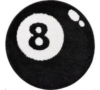 Minicoco Bath Mat Billiards 8 Ball Rug Non Slip Anti Mould Mat 60 x 60 cm Y2K Water Absorbent Mat Ultra Soft Microfiber Bathroom Carpet Cool Rugs Room Decor Accessories (Black)