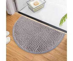 Minicoco Bath Mat Non Slip Anti Mould Mats 40 x 60 cm Curved Bath Mat Chenille Shower Mat Strong Water Absorbent Bathroom Mat Ultra Soft Microfiber Bathroom Carpet