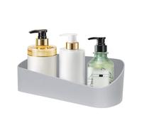 Minicoco Bathroom Shelf Adhesive Shower Caddy Basket Organiser Wall Mounted No Drilling Bath Storage Stick On Shelf Holder (Grey)