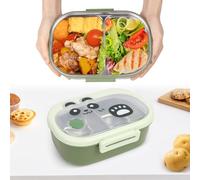 Minicoco Bento Lunch Box, Stainless Steel 2-Compartment, Heavy Duty Thermal Bento Box - Leakproof, Stackable, Green