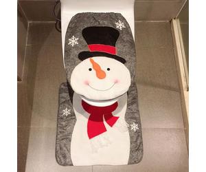 Minicoco Christmas Theme Toilet Seat Covers, U-Shaped Splash-Proof Toilet Lids, Washable Soft Toilet Cover Seat Rugs Universal Toilet Seat Mats for Xmas Indoor Décor, Party Favors(Snowman)