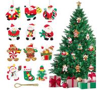 Minicoco Christmas Tree Gingerbread Ornaments, 12pcs Gingerbread Man Ornaments,Cute Snowman and Santa Claus Figurines Xmas Decorations for Xmas Tree Hanging Party Decorations