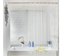 Minicoco Clear Shower Curtain Bathroom Shower Curtains Mould Proof Resistant EVA Washable Waterproof Shower Curtain Anti-Mould with 12 Hooks for Wet Room, Garden, Outdoor, 180 x 180 cm (Transparent)