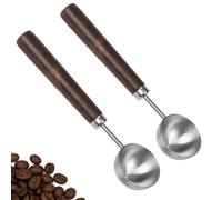 Minicoco Coffee Spoon 2 Pcs Coffee Scoops 15ml Coffee Measuring Spoon Retro Stainless Steel Coffee Scoop with Walnut Handle Measuring Coffee Dosing Spoon for Coffee Ground Beans Tea Ice Cream Scoop