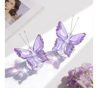 Minicoco Crystal Butterfly Purple Glass Flying Butterfly with Ball Base Crystal Ornament Collectible Figurine lovely gift for friends on birthday, Christmas, Teachers'Day and Thanksgiving(1pc)