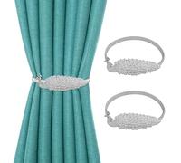 Minicoco Curtain Tie Backs 2 Pack Gold Curtain Tie Backs for Home Office Room Coffee Shops Decor Minimalist Style Metal Springs Curtain Holdbacks (Silver Peacock)