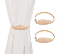 Minicoco Curtain Tie Backs 2 Pack Gold Curtain Tie Backs for Home Office Room Coffee Shops Decor Minimalist Style Metal Springs Curtain Holdbacks (Golden Peacock)