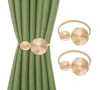 Minicoco Curtain Tie Backs 2 Pack Gold Curtain Tie Backs for Home Office Room Decor Minimalist Style Metal Springs Curtain Holdbacks(Golden Disk)