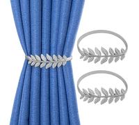 Minicoco Curtain Tie Backs 2 Pack Silver Curtain Tie Backs for Home Office Room Decor Minimalist Style Curtain Holdbacks(Silver Leaf)