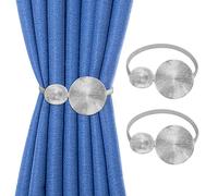 Minicoco Curtain Tie Backs 2 Pack Silver Curtain Tie Backs for Home Office Room Decor Minimalist Style Curtain Holdbacks((Silver Disk)