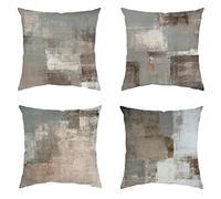 Minicoco Cushion Covers Outdoor Cushions Covers Linen Cushion Cover Outdoor Cushions for Garden Furniture 4 Pack Throw Pillow Case for Garden, Sofa 45 x 45cm (Gray Rendering)