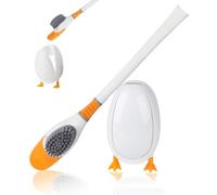 Minicoco Cute Diving Duck Toilet Brush 360° Bendable Brush Head Bathroom Cleaning Tool Vertical and Seat Set Wall Mountable Toilet Brush Bathroom Accessories (White)