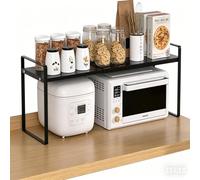 Minicoco Expandable Metal Under-Shelf Organizer Basket, Hanging Kitchen Storage for Cabinet & Closet, Black