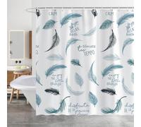 Minicoco Feather Waterproof Mould Proof & Mildew Resistant Bathroom Shower Curtain, 180 x 180 cm (Blue Feather)