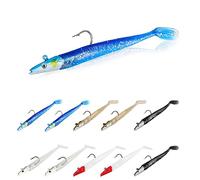 Minicoco Fishing Lures with Jigs Head Soft Fishing Baits Kit for Saltwater Freshwater Fishing Lures Tackle for Bass, Pike, Trout Bass 11cm 10Pcs, Red Head, Grey, Golden, Blue, Luminous