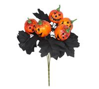 Minicoco Halloween Flowers Artificial, Halloween Black Flowers, maple Pumpkin Bouquet with Maple Leaves, Branches Flower for Halloween Centrepiece Decoration, Party Outdoor Decorations