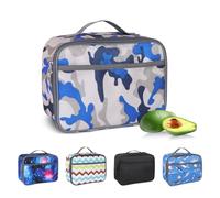 Minicoco Insulated Lunch Bag for Men Kids,Portable Leakproof Food Drink Cooler Bag for Boys Girls Pack Lunch Box for Work School Picnic Camping Travel (Blue Camouflage)