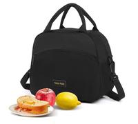 Minicoco Insulated Lunch Bag for Women Men,12L Large Leak-Proof Thermal Cooler Bag with Adjustable Shoulder Strap and Front Pocket, Wear-Resistant Lunch Box Tote for Work School Travel (Black)