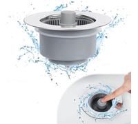 Minicoco Kitchen Sink Plug 3 in 1 Kitchen Sink Strainer and Stopper Combo Pop Up Sink Strainer Plug Stainless Steel Sink Plug Replacement for Prevent Odors