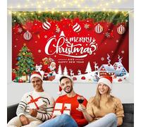 Minicoco Large Christmas Backdrop Banner,Xmas Background Decoration Christmas Banner Photo Booth Sign Wall Background Fabric Christmas Decoration Supplies for Christmas Indoor Outdoor Decoration