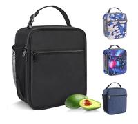 Minicoco Lunch Bag Insulated Lunch Bag Cooler Bag Portable Carrying Lunch Box Bag for Boys Girls Women Men to School Office Outdoor (Black)