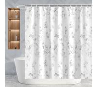 Minicoco Marble Shower Curtain - 100% Waterproof Polyester, Mould Proof, Mildew Resistant for Bathroom With 12 Hooks, 180 x 180 cm
