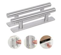 Minicoco No Drill Self-Adhesive Cabinet Handles, 128mm Aluminum Instant Upgrade Kit for Wardrobe/Kitchen/Drawers (2PC Silver) DIY Home Improvement Gift