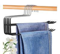 Minicoco Pants Hangers 5 Pack Double Rods Trouser Hangers Organisers Open Ended Double Rods Hanger for trousers Pants Jeans Scarfs Hanging Space-Saving Clothes Hanger (Black)