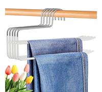 Minicoco Pants Hangers 5 Pack Double Rods Trouser Hangers Organisers Open Ended Double Rods Hanger for trousers Pants Jeans Scarfs Hanging Space-Saving Clothes Hanger (White)