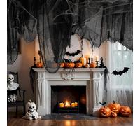 Minicoco Scary Halloween Decorations Halloween Black Cloth 5X2M Haunted House Decorations Halloween Gauze for Party Indoor Outdoor Spook Houses Decoration Creepy Halloween Decorations