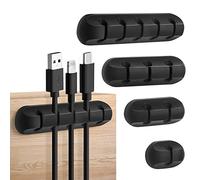 Minicoco Self Adhesive Cable Clips Cable Holders,Silicone Cord Organizer USB Cable Management for Organizing Cable Cords, Home, Office, Car, Nightstand, Desk Accessories (1235-Slot set Cable Clips)