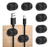 Minicoco Self Adhesive Cable Clips Cable Holders,Silicone Cord Organizer USB Cable Management for Organizing Cable Cords, Home, Office, Car, Nightstand, Desk Accessories (6pc 1-Slot Cable Clips)