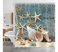 Minicoco Shower Curtain Mould Proof Mildew Resistant Bathroom Shower Curtains Waterproof Shower Curtain 100% Polyester Garden Shower Curtains with 12 Hooks, 180 x 180 cm (Ocean)